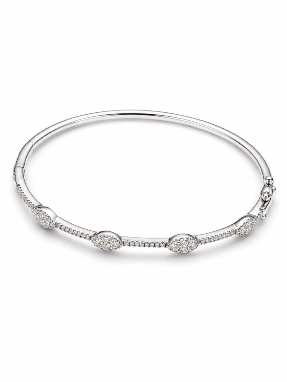 XIV Karats Beverly Hills 14K White Gold Diamond Bangle